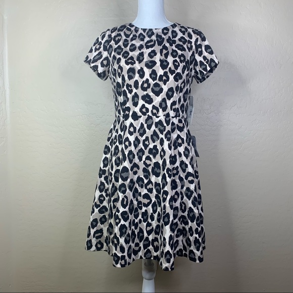 NEW Eliza J Leopard Print Ponte Fit & Flare Dress - Picture 2 of 12